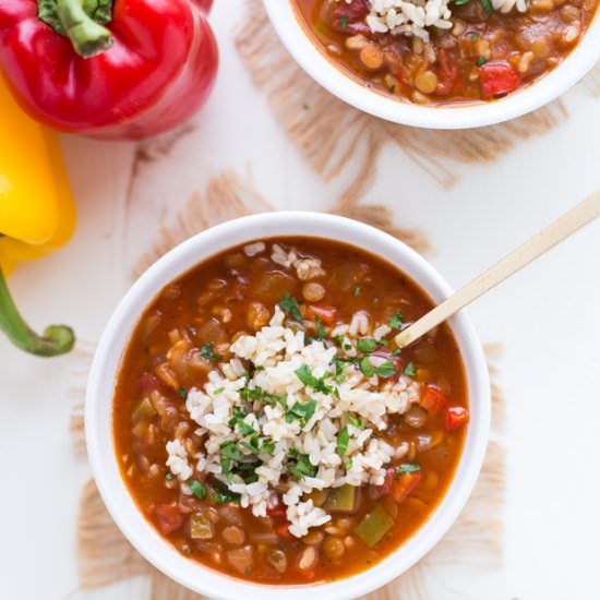 Lentil Stuffed Pepper Soup
