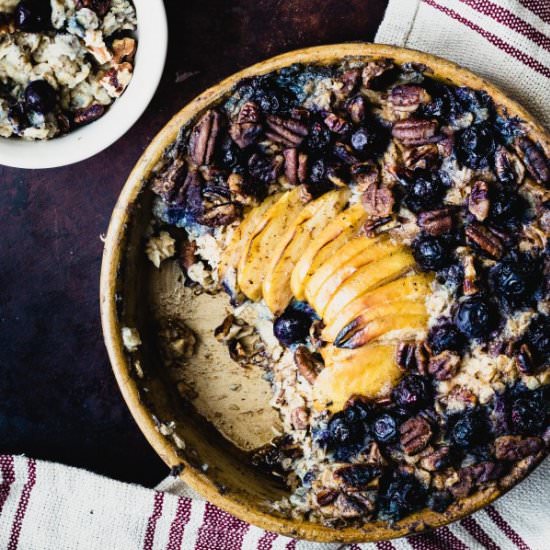 Vegan blueberry apple baked oatmeal