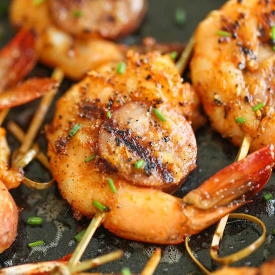 Cajun Shrimp and Sausage Skewers