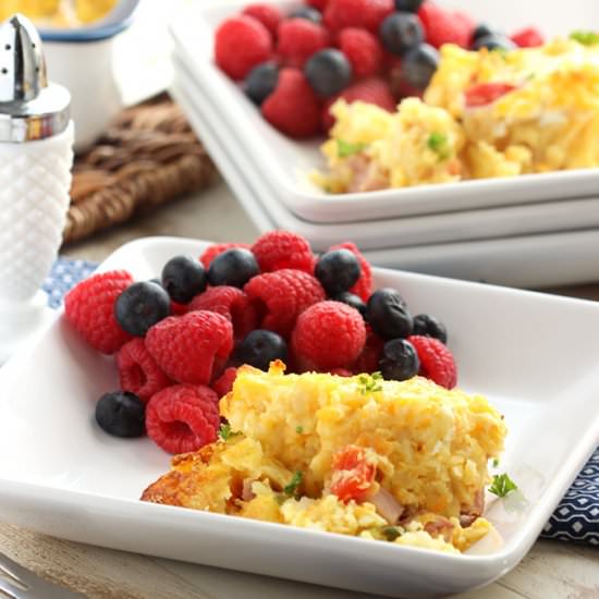 Ham Cheddar and Hash Brown Casserole