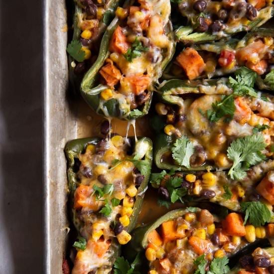 Vegetarian Stuffed Poblano Peppers