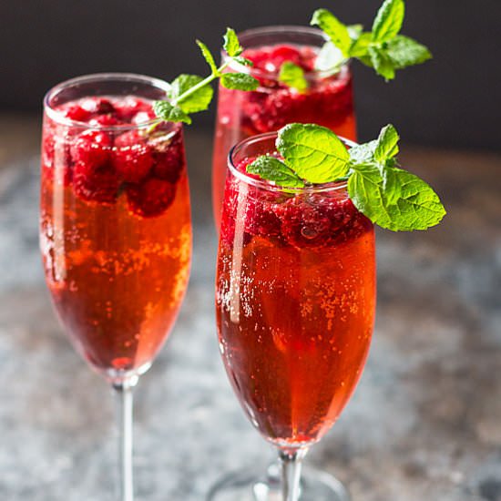 Raspberry Champagne Rum Punch