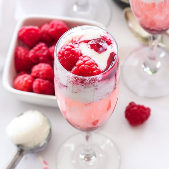 Champagne and Raspberry Floats