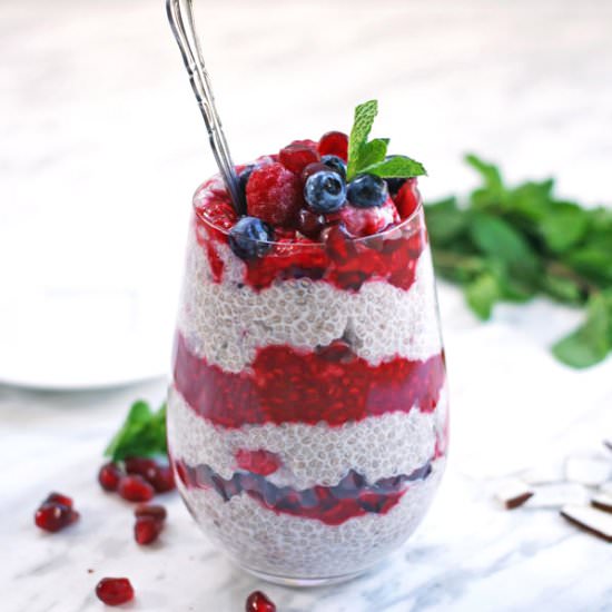 Chia Pudding with Raspberry Compote