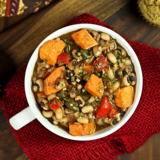 Sweet Potato and Black Eyed Pea Soup