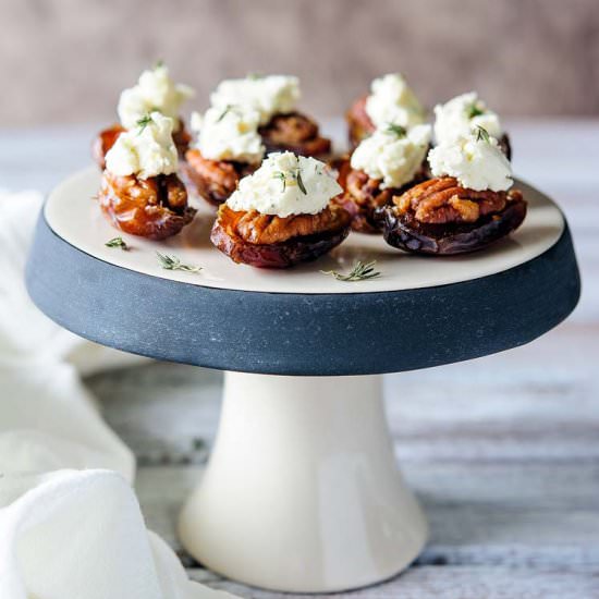 Pecan and Boursin stuffed Dates