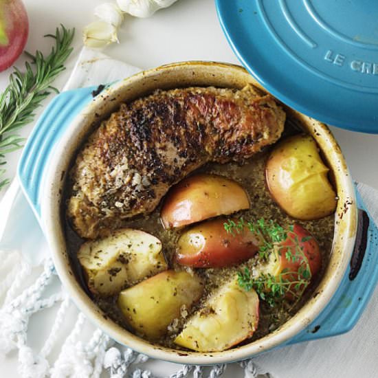Cider braised pork tenderloin