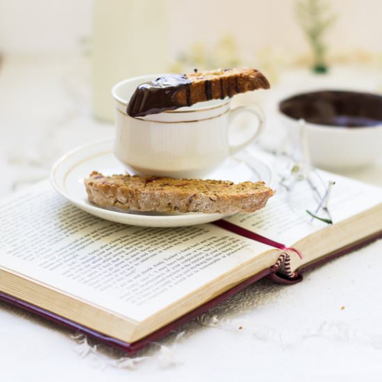Candied Ginger Cherry Biscotti