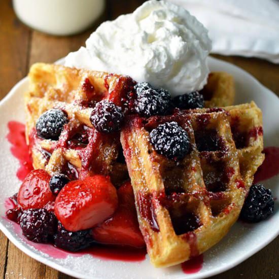 Waffles with Berry Compote