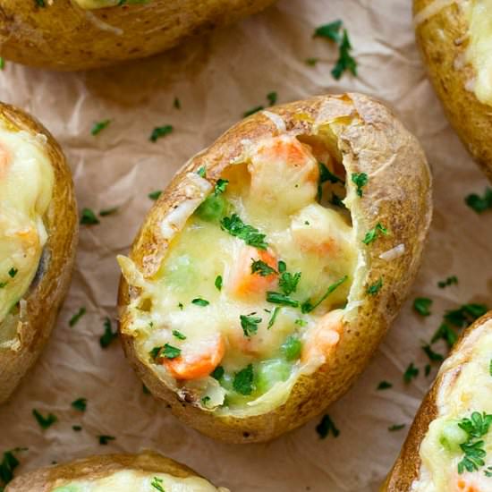 Chicken Pot Pie Potato Skins
