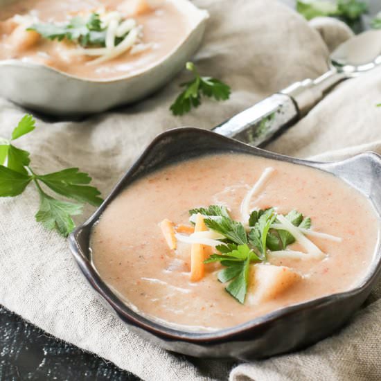 Bacon + Roasted Red Pepper Soup