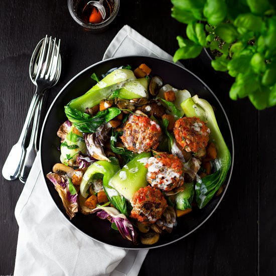 Salmon Patties with Pak-Choi Salad