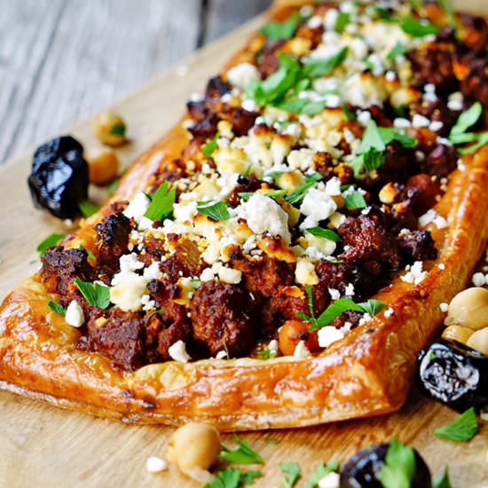 Greek Lamb, Chickpea and Feta Tart