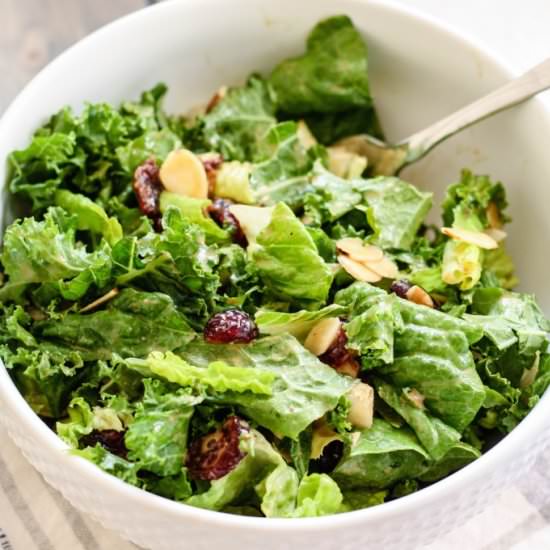 Kale Romaine Cranberry Almond Salad