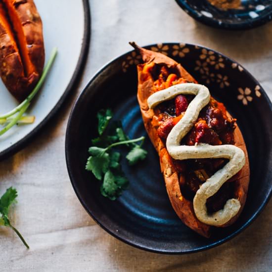 Moroccan Chili Stuffed Sweet Potato
