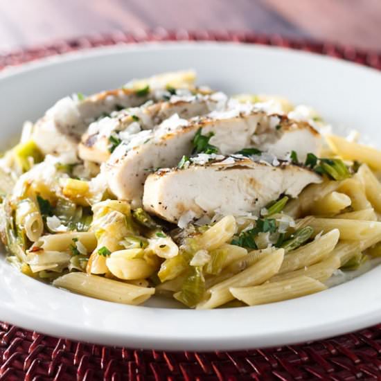 Lemon Leek Pasta with Chicken