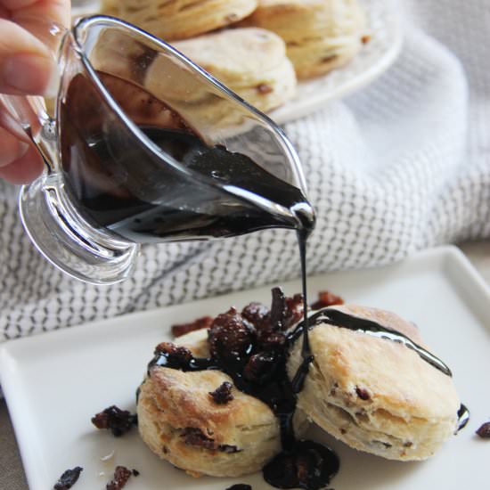 Bacon Buttermilk Biscuits & Chocolate Sauce