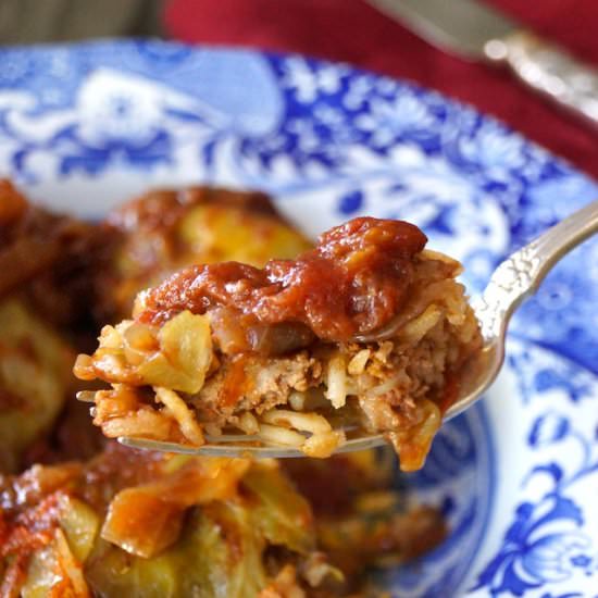 Stuffed Cabbage with Tomato & Onion