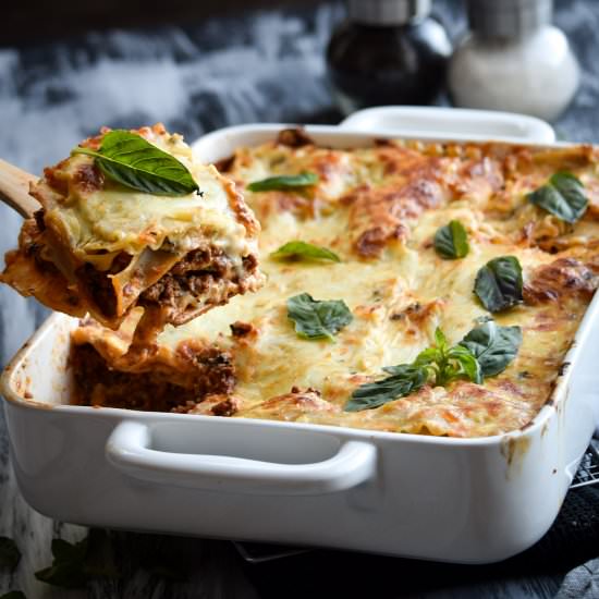 Chipotle Beef and Bechamel Lasagna