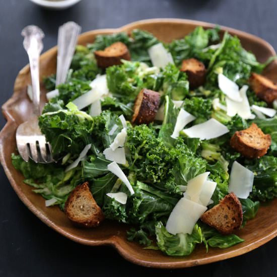 Brussel Sprout & Kale Caesar Salad