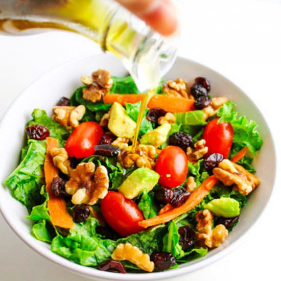Winter Kale, Walnut Cranberry Salad
