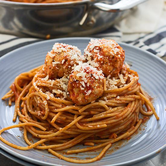 Skinny Spaghetti and Meatballs