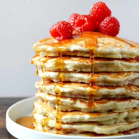 Raspberry Oatmeal Pancakes
