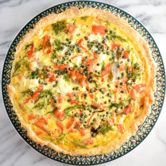 Salmon and Leek Quiche with Capers