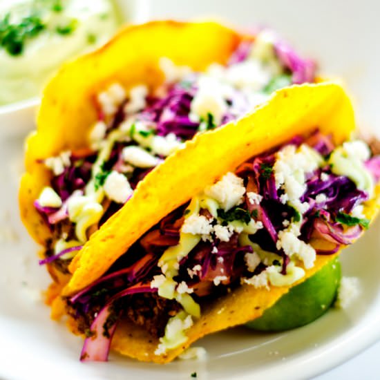 Beef Tacos with Cilantro Slaw