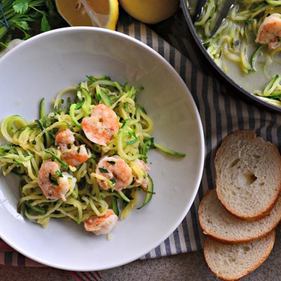 One Pot Zoodle Shrimp Scampi