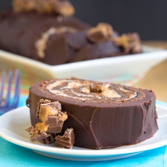 PB Cup Chocolate Cake Roll