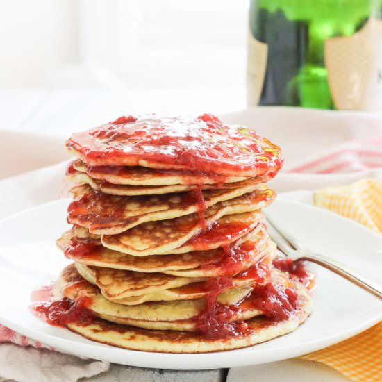 GF Pancakes + Strawberry Champagne Sauce