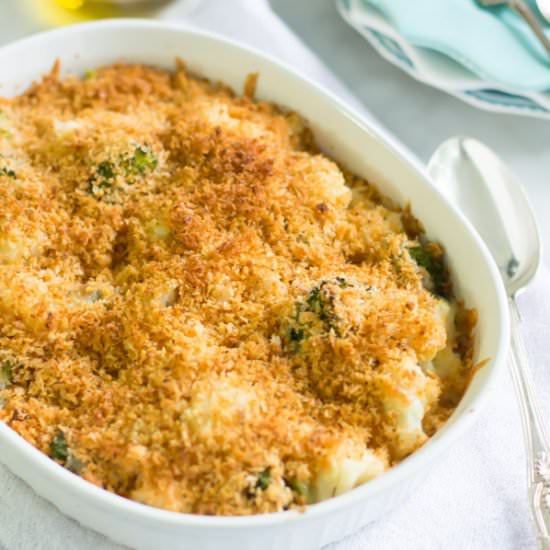 Cheesy Broccoli-Cauliflower Bake