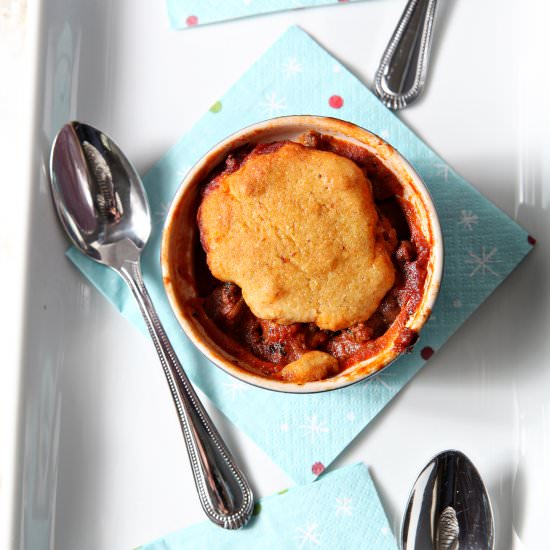 Chili Cornbread Pot Pies