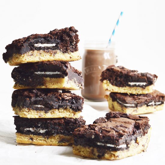 Vegan Triple Layered Oreo Brownies