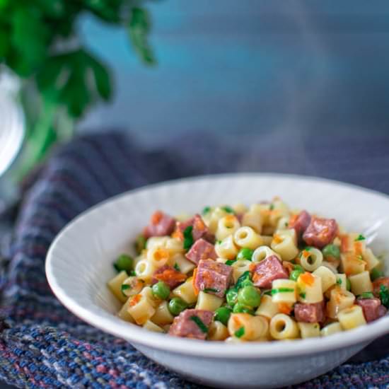 Pasta with Peas and Kielbasa
