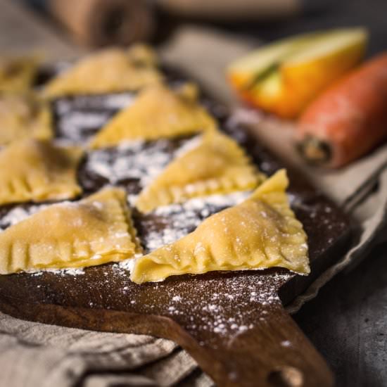 Waldorf Ravioli with Walnut Pesto