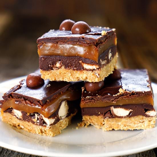 No Bake Salted Caramel Malt Bars