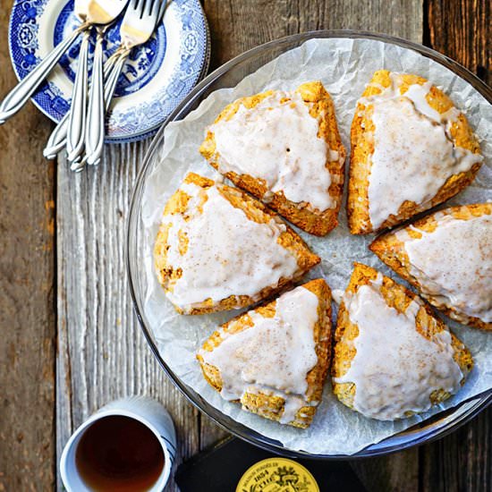 Pumpkin Scones with Maple Icing