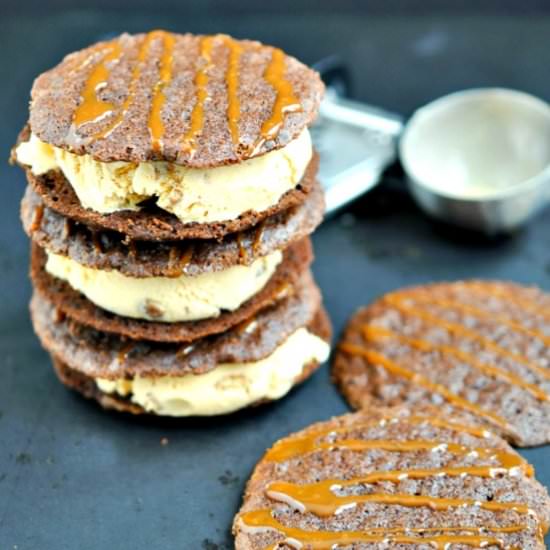 Brownie Crisps Ice Cream Sandwiches