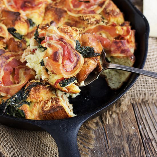 Parmesan Spinach Bread Pudding