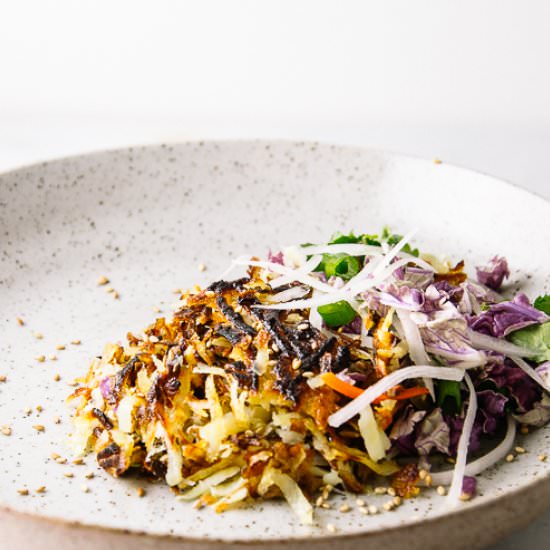 Sweet Potato Hashbrowns/Wasabi Slaw