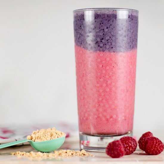 Layered Peanut Butter Berry Smoothie