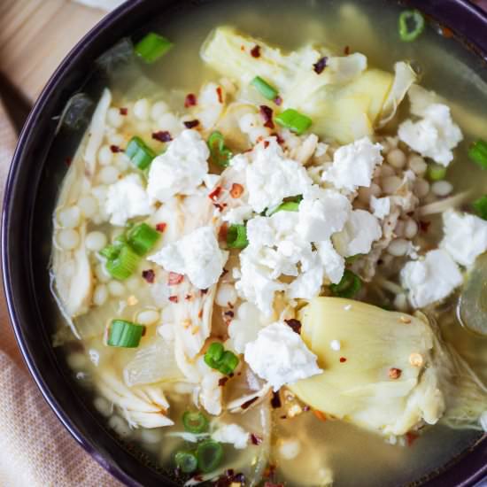 Greek Lemon Soup with Artichokes