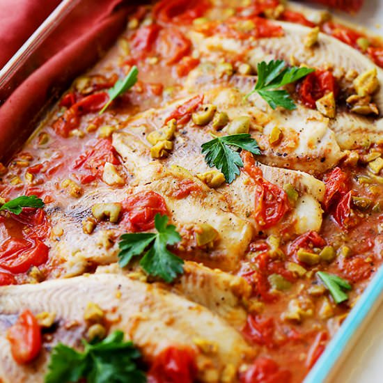 Mediterranean Style Baked Tilapia