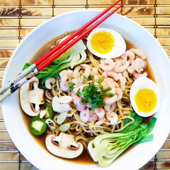Shrimp Ramen in Miso Beef Broth