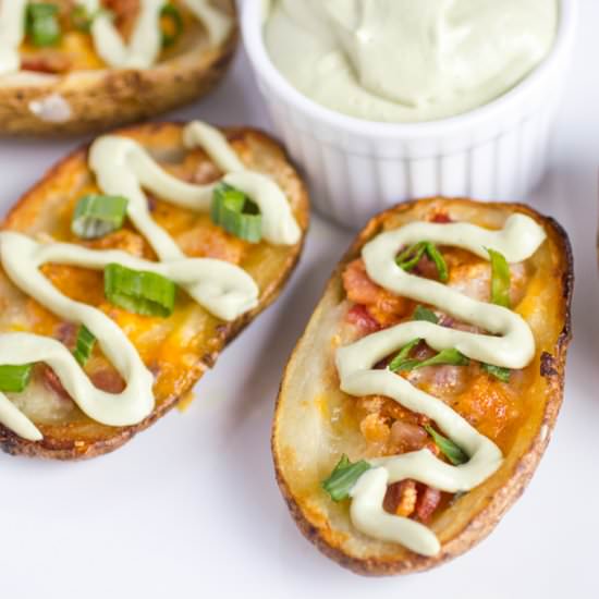Creamy Avocado Bacon Poutine Skins