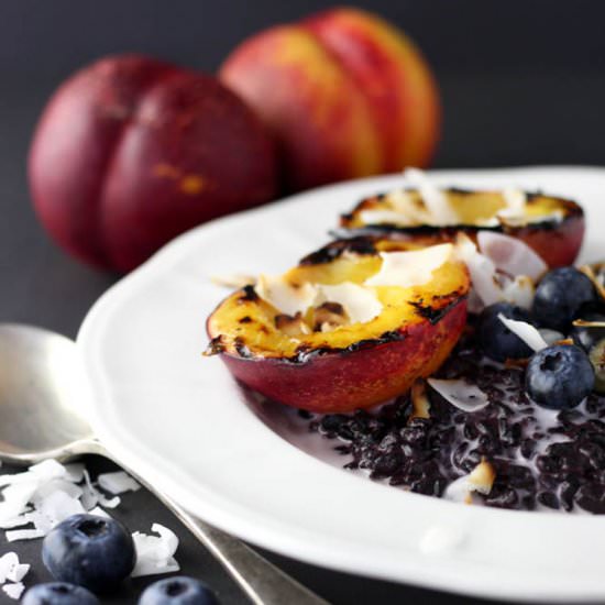 Black Rice Pudding with Nectarines