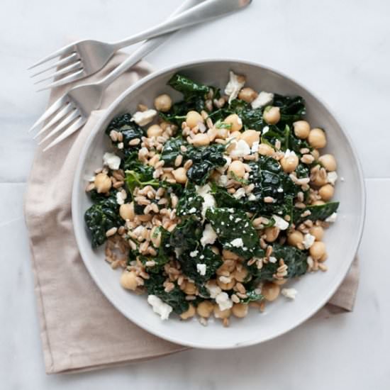 Kale and Farro Salad with Chickpeas
