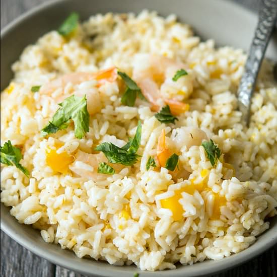 Lunch Coconut Rice + Mango Shrimp
